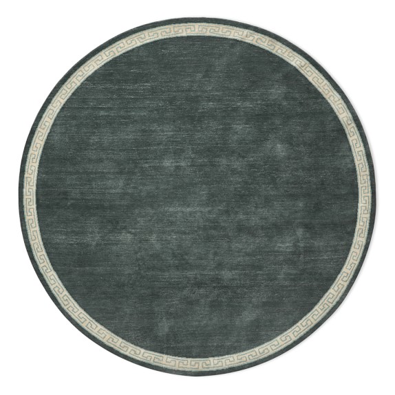 Greek Key Border Round Hand Knotted Rug, Tapestry Williams Sonoma