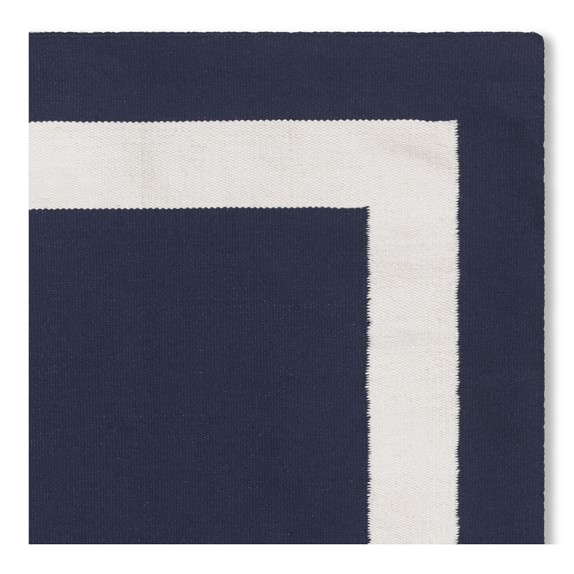 Solid Border Indoor Outdoor Rug Navy Williams Sonoma Roll Over Image To Zoom