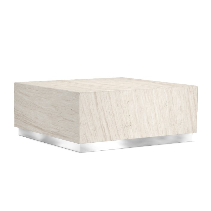 Travertine Square Coffee Table Stainless Steel Williams Sonoma