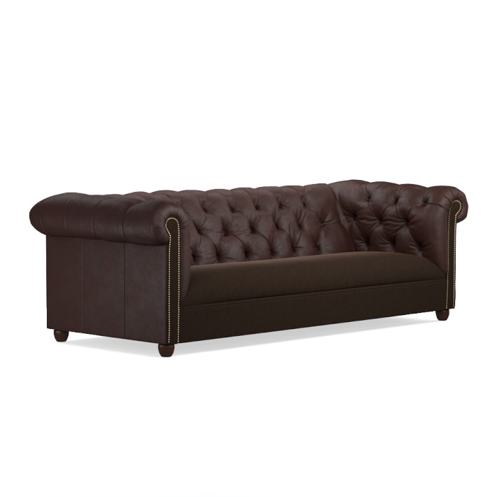 Bond Chesterfield Combo Mohair Leather Sofa Williams Sonoma