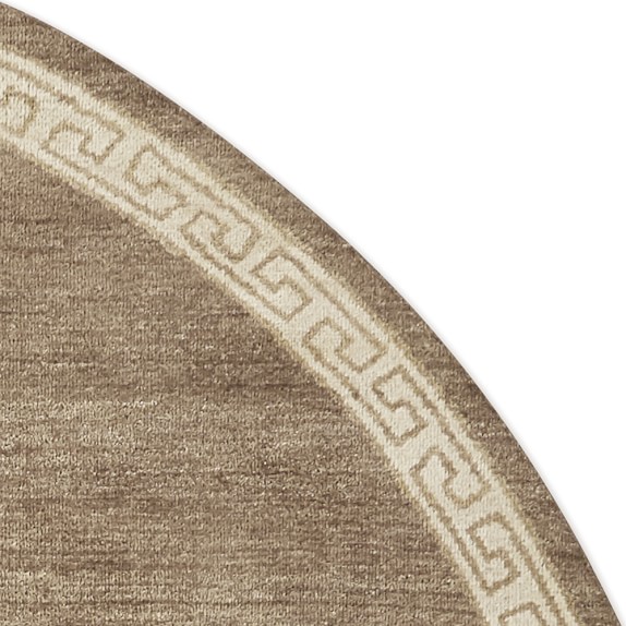 Greek Key Border Round Hand Knotted Rug, Hickory Williams Sonoma