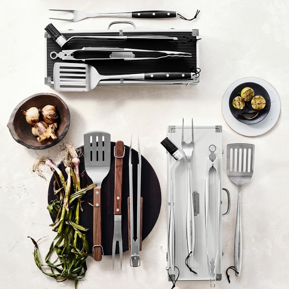 Williams Sonoma Black Handled 4 Piece Bbq Tool Set With Storage Case Roll Over Image To Zoom