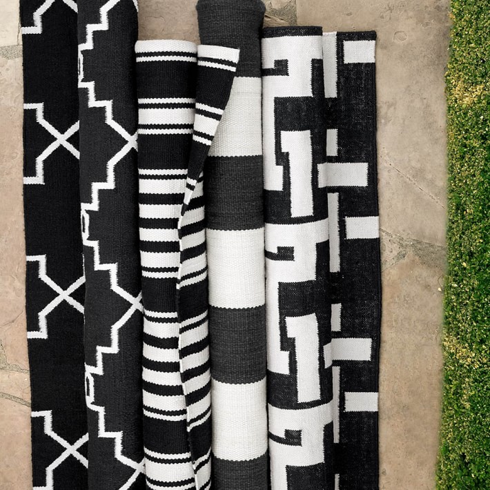 Patio Stripe Indoor Outdoor Rug Black Williams Sonoma
