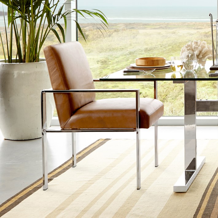 Mercer Leather Dining Armchair Williams Sonoma