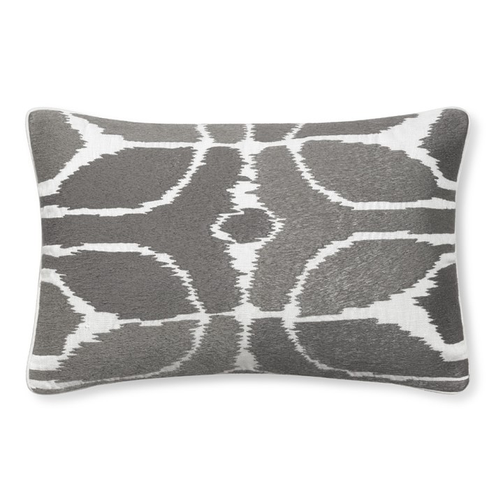 ikat lumbar pillow silk embroidered ikat lumbar pillow cover grey williams sonoma ikat lumbar pillow silk embroidered ikat lumbar pillow cover grey williams sonoma