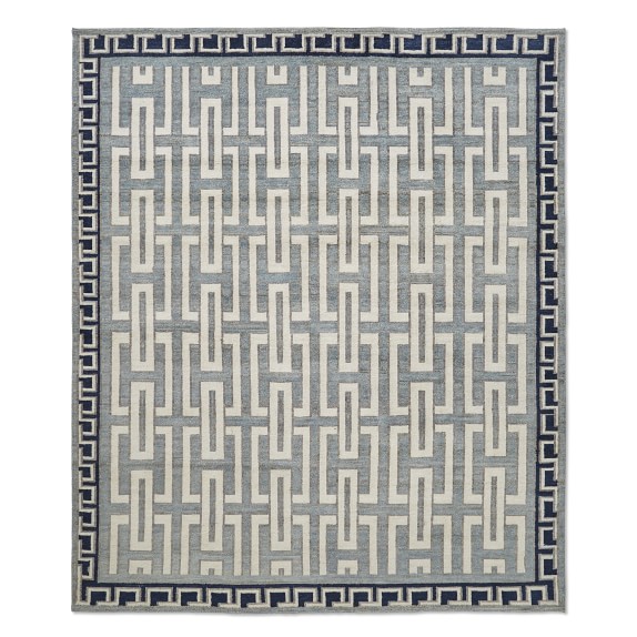 Neoclassical Hand Knotted Rug, Glacier Blue Williams Sonoma