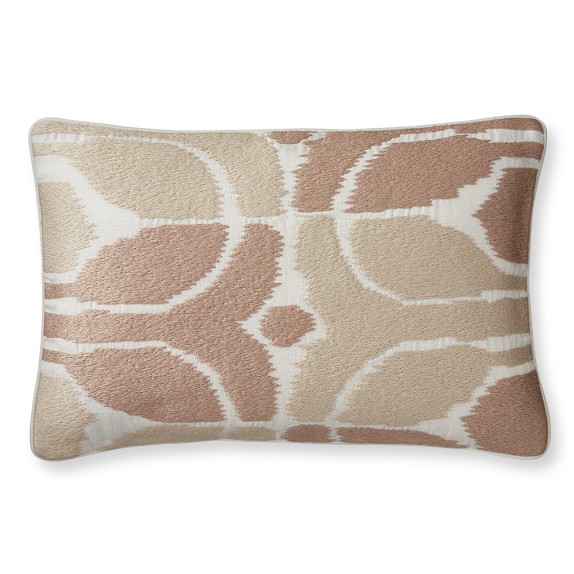 Embroidered Ikat Pillow Cover, Blush Williams Sonoma