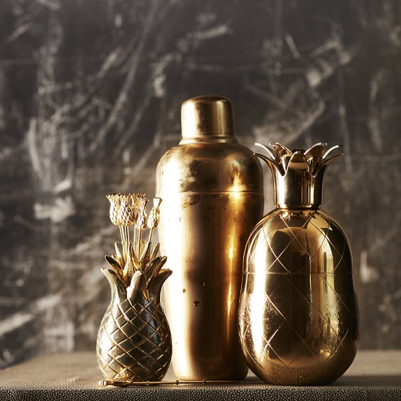 Gold Pineapple Cocktail Shaker Williams Sonoma