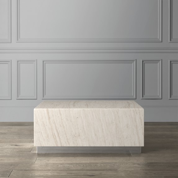 Travertine Square Coffee Table Stainless Steel Williams Sonoma