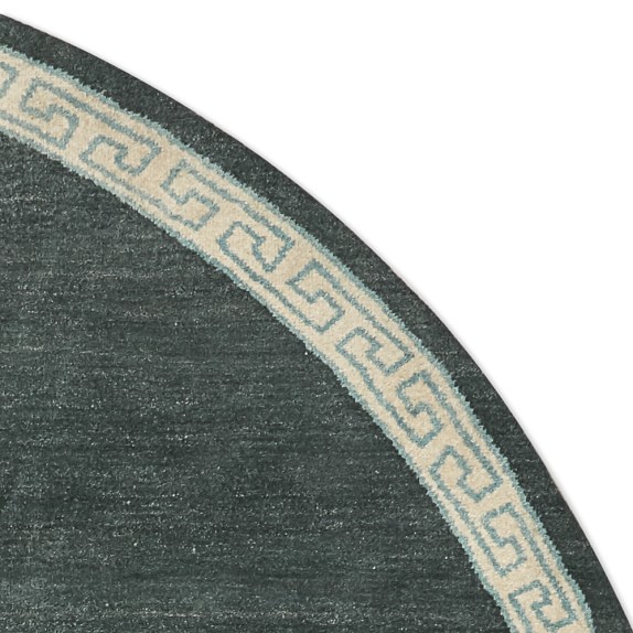 Greek Key Border Round Hand Knotted Rug, Tapestry Williams Sonoma