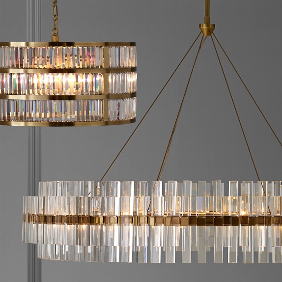 Phoebe 48 Led Round Crystal Chandelier Antique Brass Williams Sonoma