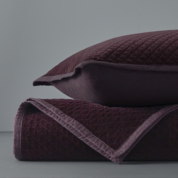 Mini Diamond Velvet Coverlet and Shams Williams Sonoma
