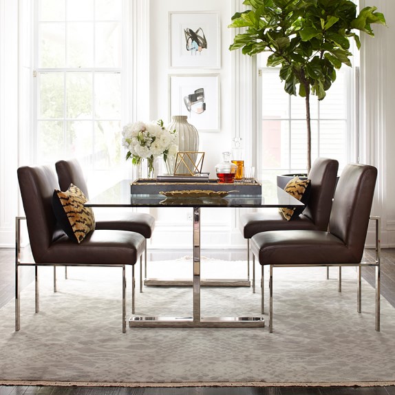 Mercer Rectangular Dining Table with Glass Top | Williams Sonoma