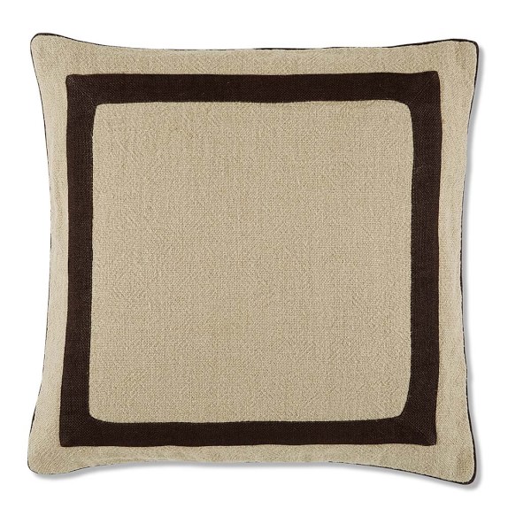 Linen Border Pillow Cover, Brown Williams Sonoma