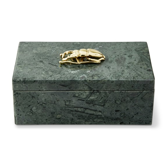 Green Marble Box with Beetle Accent Williams Sonoma