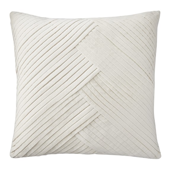 Pleated Velvet Pillow Cover, Egret Williams Sonoma