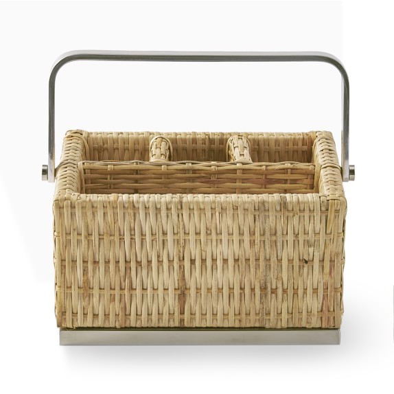 Aerin Woven Silver Flatware Caddy Williams Sonoma Aerin Woven Silver Flatware Caddy