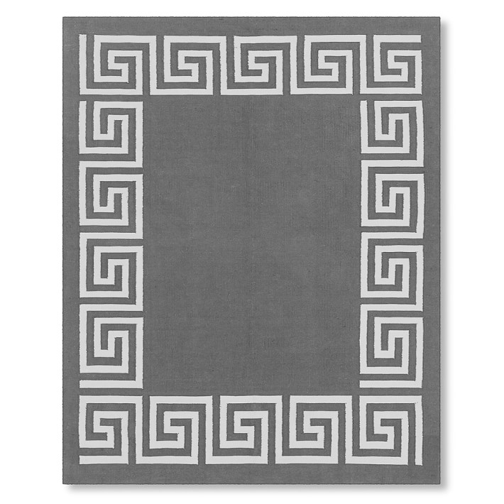 Greek Key Border Indoor Outdoor Rug Grey Williams Sonoma