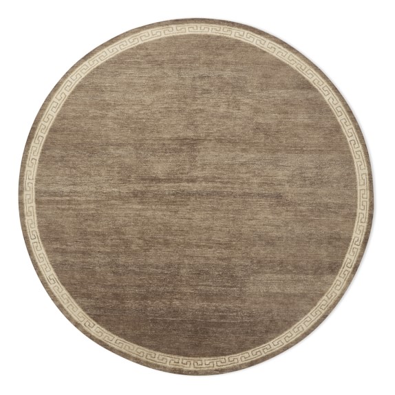 Greek Key Border Round Hand Knotted Rug, Hickory Williams Sonoma
