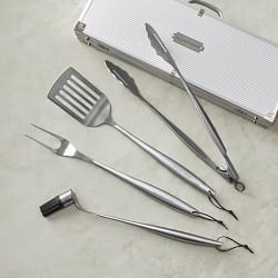 Grill Tools Accessories Bbq Williams Sonoma Williams Sonoma Stainless Steel Handled 4 Piece Bbq Tool Set With Storage Case