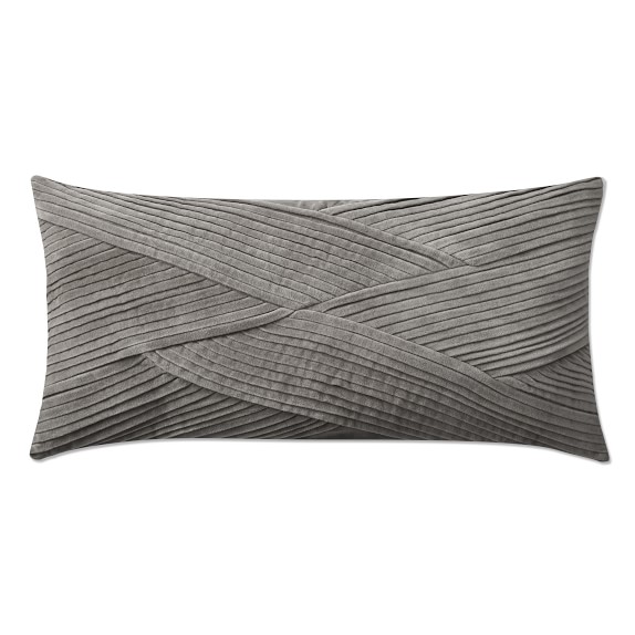Pleated Velvet Pillow Cover, Steeple Grey Williams Sonoma