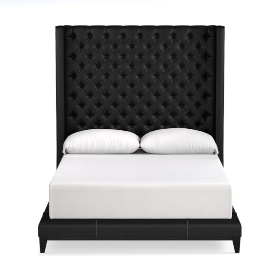 Presidio Extra Tall Tufted Leather Bed Williams Sonoma Presidio Xtall Tufted Bed Queen Classic Leather Black