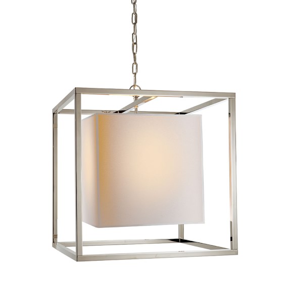 Square Framed Lantern, Medium, Polished Nickel