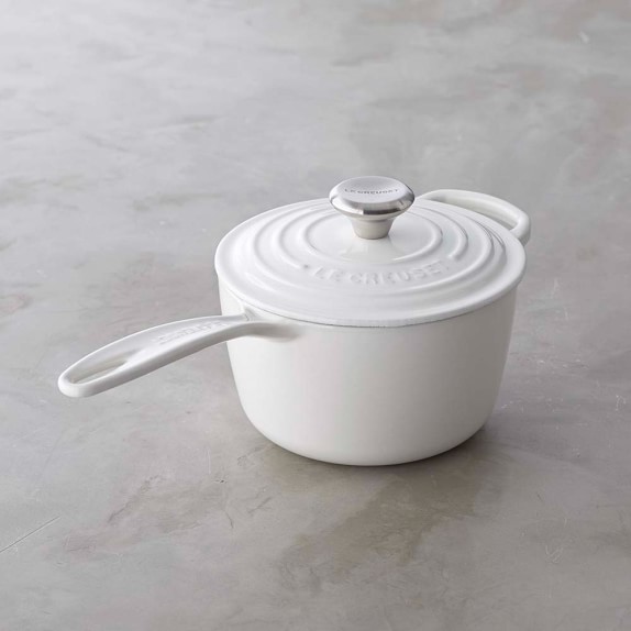 Le Creuset Signature Cast Iron Saucepan Williams Sonoma Le Creuset Signature Cast Iron Saucepan 1 2qt White