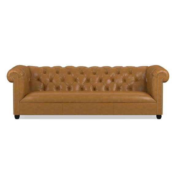 Bond Chesterfield Leather Sofa Williams Sonoma Bond Chesterfield Sofa Standard Cushion Antique Br Italian Distressed Leather Caramel