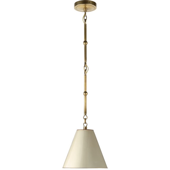 Garrison Petite Pendant, Antique White, Antique Brass