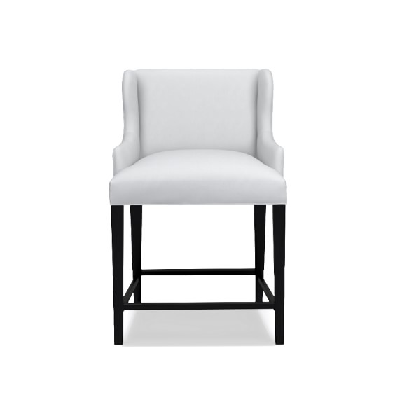 Ashbury Dining Counter Stool, Brushed Canvas, White, Ebony Leg