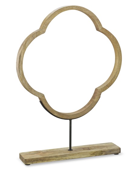 Wooden Quatrefoil on Stand, Large