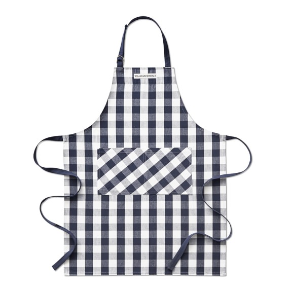 Williams Sonoma Logo Checkered Adult Apron, Navy Blue