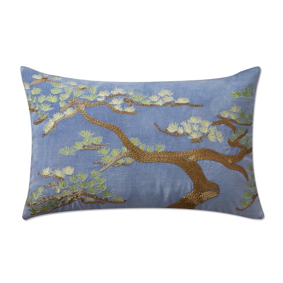 Bonzai Zardozi Lumbar Pillow Cover, Riviera Blue Williams Sonoma