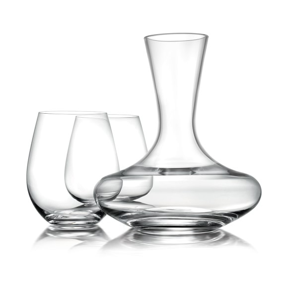 Williams Sonoma Reserve Stemless Red Wine Glasses & Decanter Gift Set