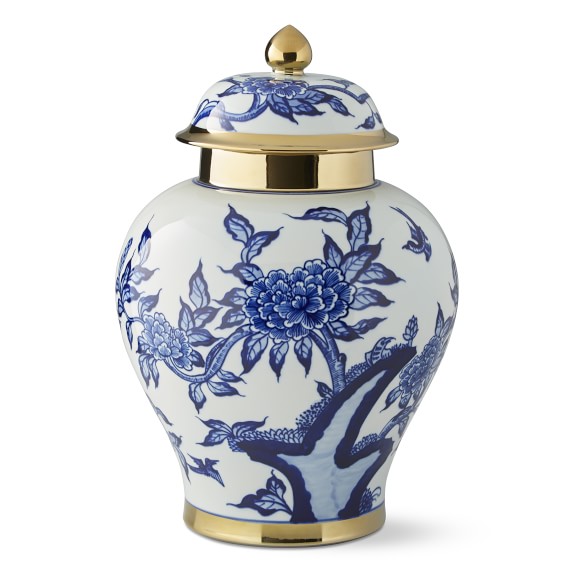 Peony Hummingbird Ceramic Lidded Ginger Jar Williams Sonoma Peony Hummingbird Ceramic Lidded Ginger Jar