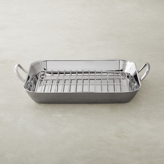 Williams Sonoma Thermo Clad Stainless Steel Flared Roasting Pan Williams Sonoma Thermo Clad Stainless Steel Flared Roasting Pan With Rack Large