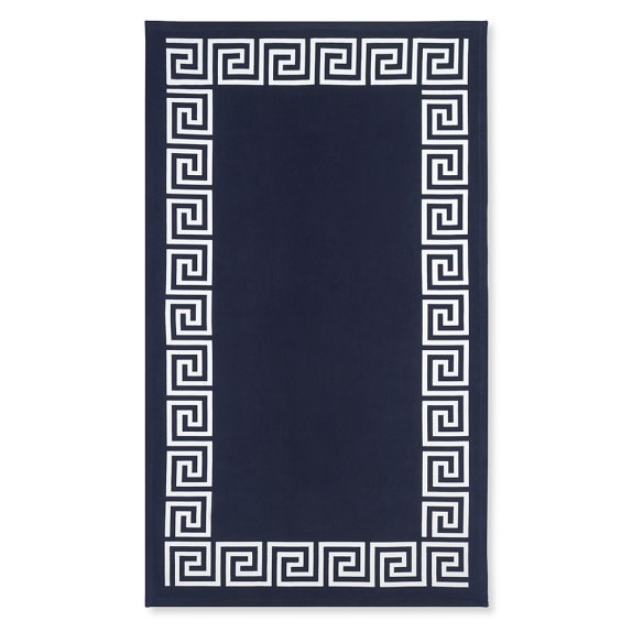 Greek Key Border Beach Towel, Navy Williams Sonoma