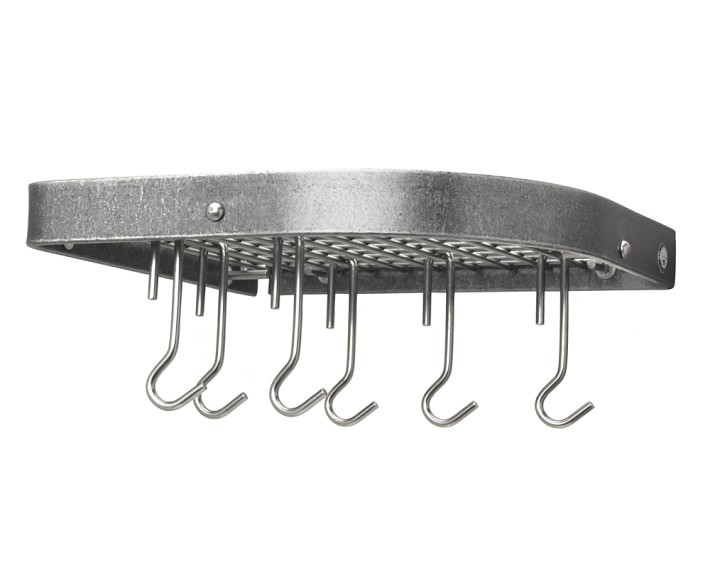 Enclume Corner Wall Mounted Pot Rack Hammered Steel Williams Sonoma