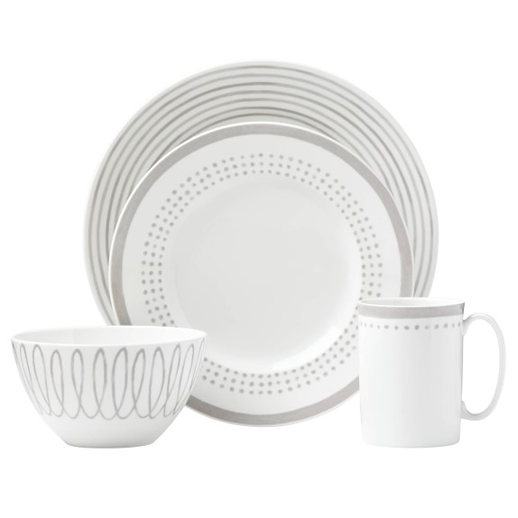 kate spade new york Charlotte Street East 4Piece Dinnerware Set, Grey Williams Sonoma