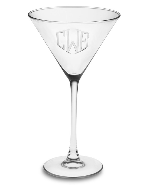 Monogrammed Martini Glasses, Triple-Initial, Set of 4
