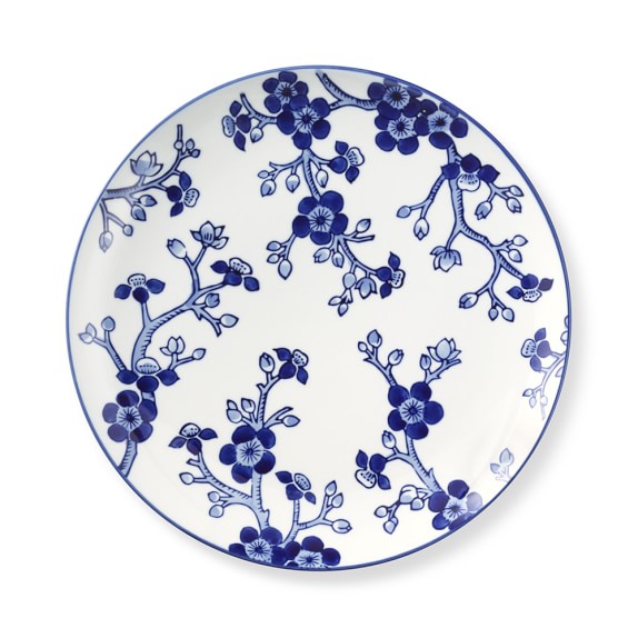 Patterned Dinner Plate Wedding Porcelain Kitchen Plates Blue Orange 255mm x6