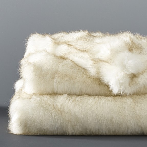 Juneau Collection White Faux Fur Throw Blanket - Free ...