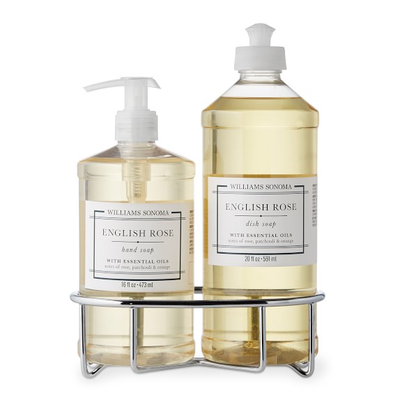 Williams Sonoma English Rose Hand Soap & Dish Soap Classic 3-Piece Set