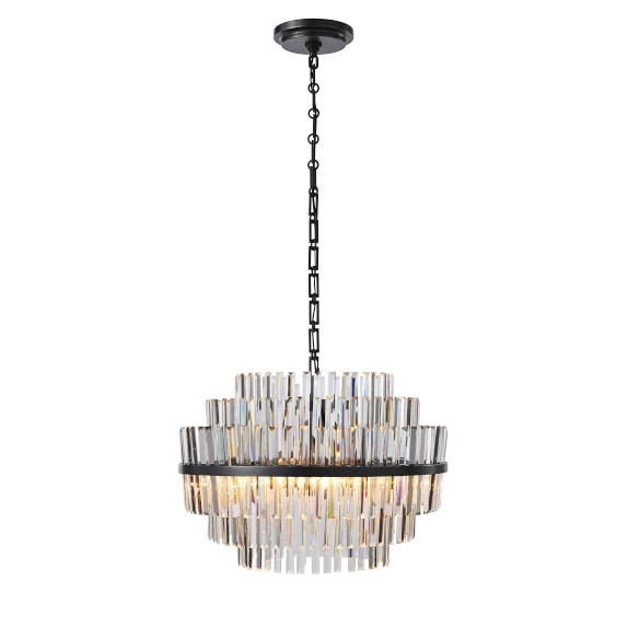 Vienna 22" Round Crystal Chandelier, Oiled Bronze Williams Sonoma