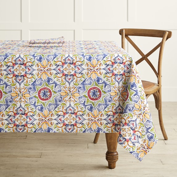 Italian Tile Tablecloth Williams Sonoma
