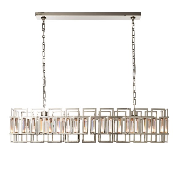 Montclair Crystal 50" Linear Chandelier, Polished Nickel Williams Sonoma