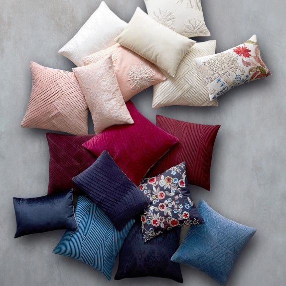 Pleated Velvet Pillow Cover, Blush Williams Sonoma