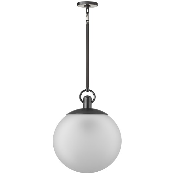 Adriana Pendant, Globe, Oiled Bronze, Frosted Glass