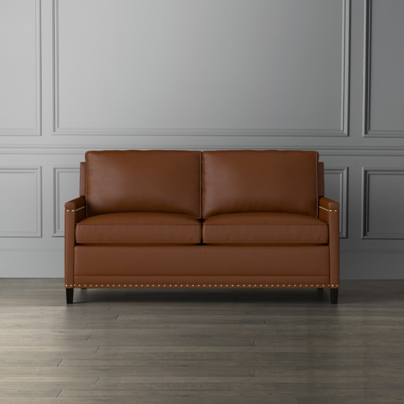 Addison Leather Sleeper Sofa with Nailheads, 69" Williams Sonoma